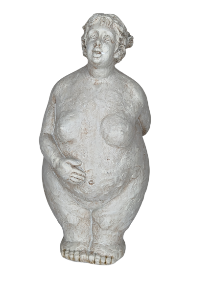 EXNER SKULPTUR DEKO FIGUR HILDA DICKE DAME3 HÖHE 30 cm MODERN STEINOPTIK