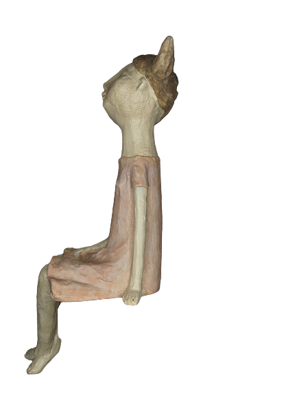 EXNER SKULPTUR DEKO FIGUR KID CRIVA2 HÖHE 50 cm MODERN MÄDCHEN ZÖPFE KANTENHOCKER