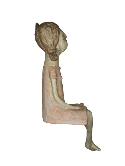 EXNER SKULPTUR DEKO FIGUR KID CRIVA2 HÖHE 50 cm MODERN MÄDCHEN ZÖPFE KANTENHOCKER