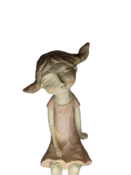 EXNER SKULPTUR DEKO FIGUR KID CRIVA2 HÖHE 50 cm MODERN MÄDCHEN ZÖPFE KANTENHOCKER