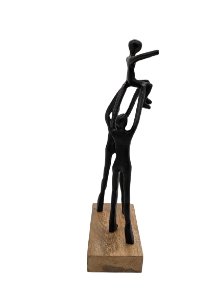 DEKO FIGUR SKULPTUR EXNER FAMILIE H 30 cm HOLZ FIGUREN ALU SCHWARZ ABSTRAKT MODERN