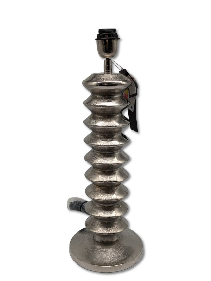 COLMORE LAMPENFUSS AUFWENDIGES DESIGN H 55 CM ALU RAW SILBER MODERN TISCHLAMPE