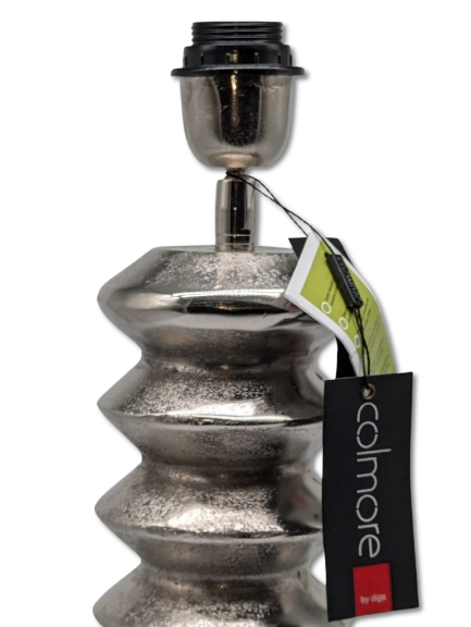 COLMORE LAMPENFUSS AUFWENDIGES DESIGN H 55 CM ALU RAW SILBER MODERN TISCHLAMPE