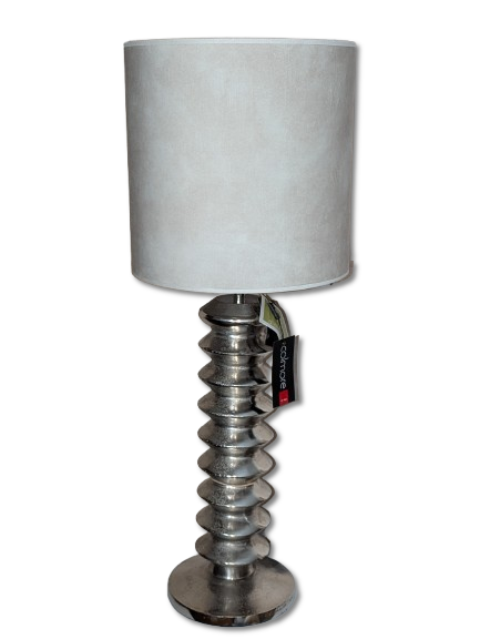 COLMORE LAMPENFUSS AUFWENDIGES DESIGN H 55 CM ALU RAW SILBER MODERN TISCHLEUCHTE