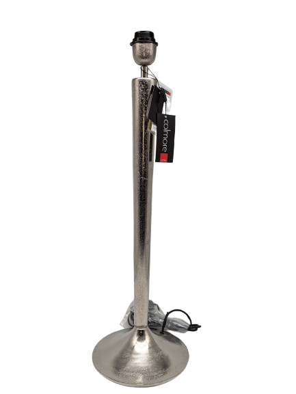 COLMORE LAMPENFUSS SCHLICHTES DESIGN H 60CM ALU RAW SILBER TISCHLEUCHTE MODERN