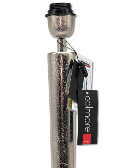 COLMORE LAMPENFUSS SCHLICHTES DESIGN H 60CM ALU RAW SILBER TISCHLEUCHTE MODERN