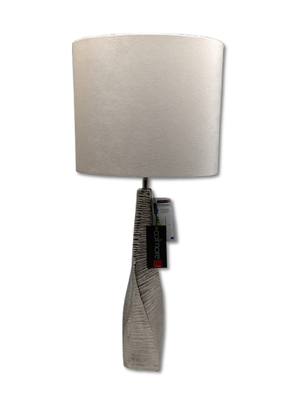 COLMORE LAMPENFUSS ALU RAW SILBER GEDREHT H 51 CM TISCHLEUCHTE MODERN