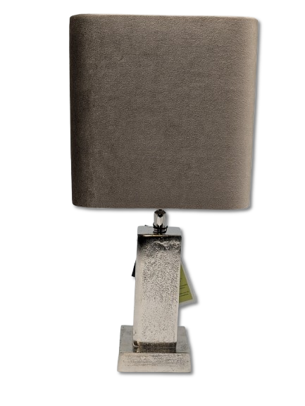 COLMORE LAMPENFUSS QUADRATISCH H 26 CM ALU RAW SILBER MODERN TISCHLEUCHTE