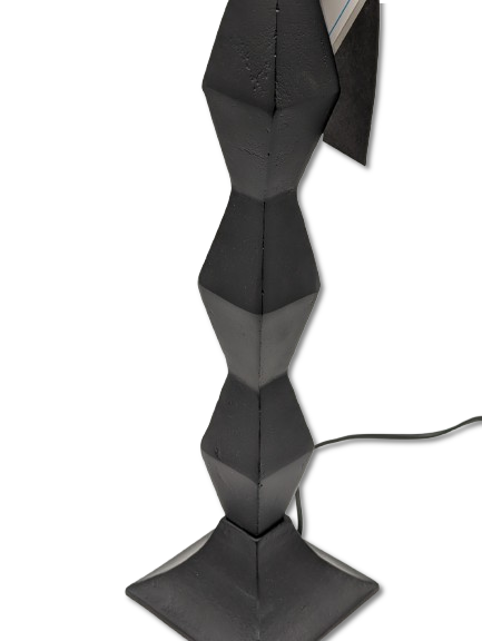 COLMORE LAMPENFUSS DESIGN WELLIG H 58 CM ALU RAW BLACK MODERN TISCHLAMPE