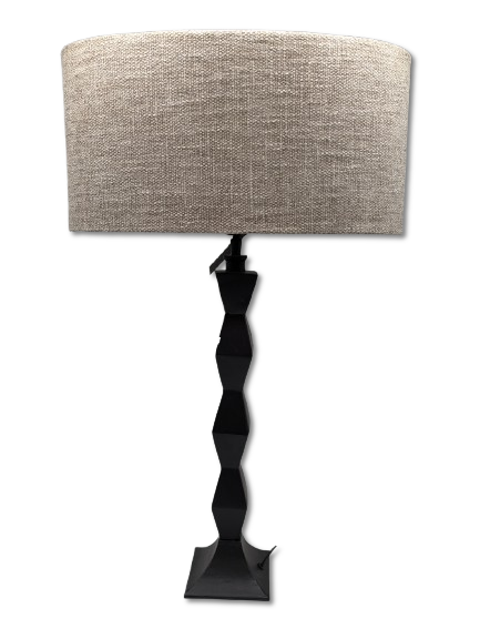 COLMORE LAMPENFUSS DESIGN WELLIG H 58 CM ALU RAW BLACK MODERN TISCHLEUCHTE