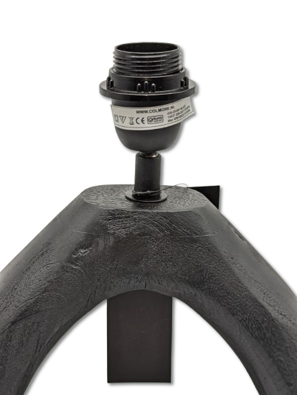 COLMORE LAMPENFUSS MANGO HOLZ H 35 CM SCHWARZ MATT MODERN TISCHLLEUCHTE