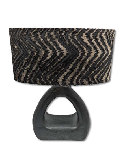 COLMORE LAMPENFUSS MANGO HOLZ H 35 CM SCHWARZ MATT MODERN TISCHLLEUCHTE