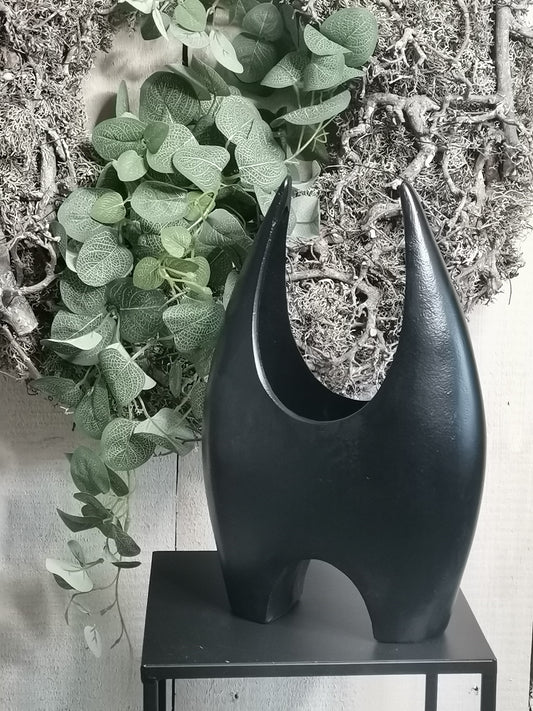 COLMORE Deko Vase 22x11x33 cm Alu Black Matt Abstrakt