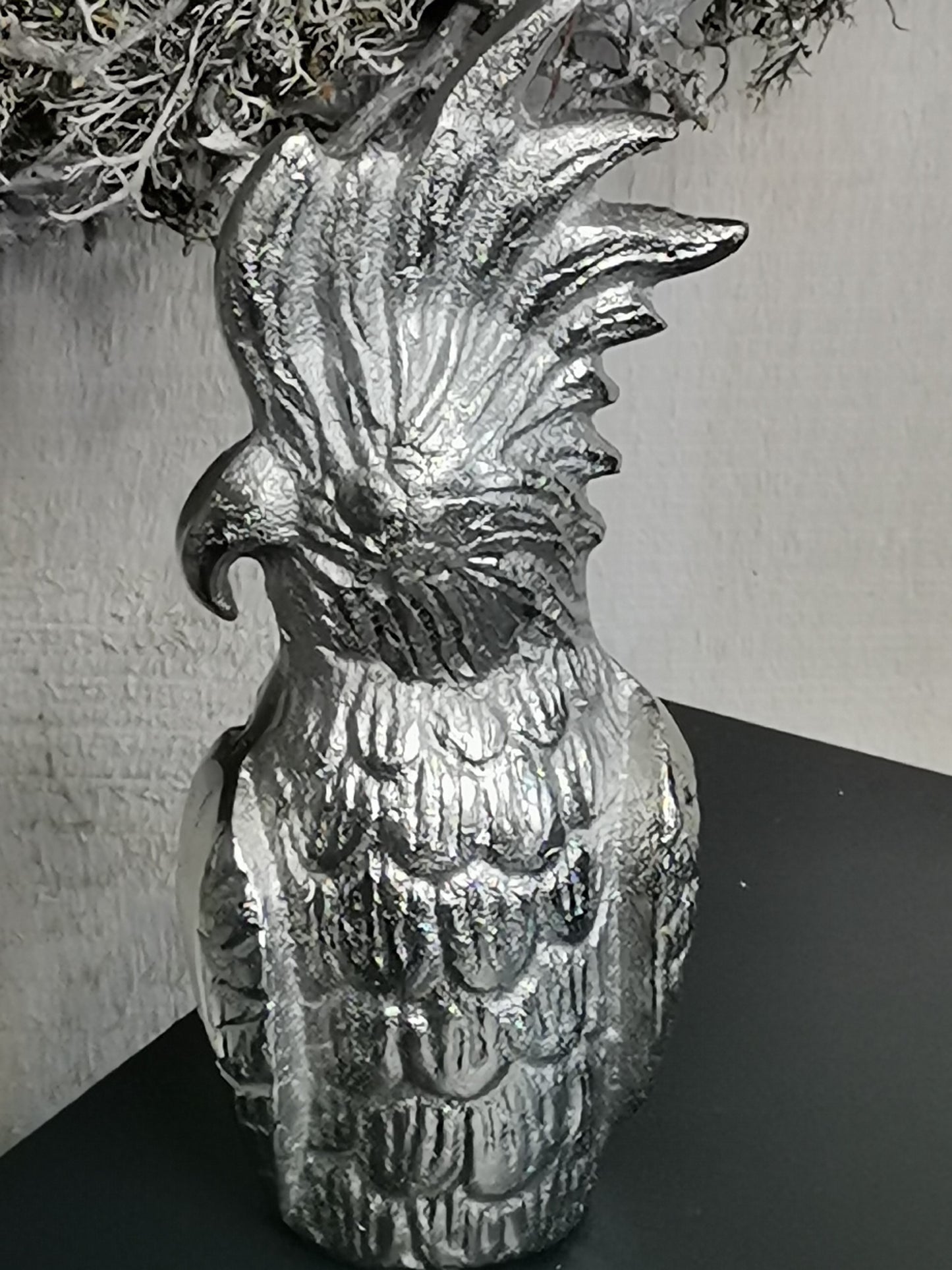 COLMORE Deko Papagei 8x5x17 cm Alu Silber RAW Vogel
