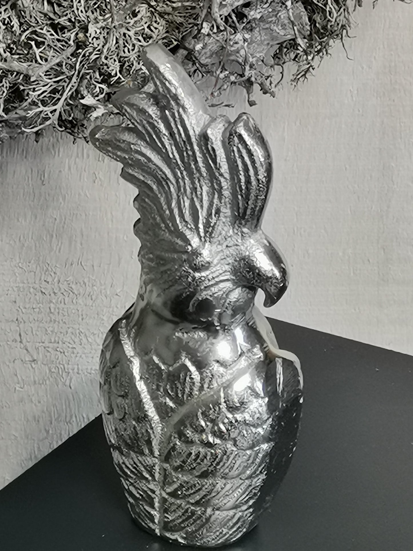 COLMORE Deko Papagei 8x5x17 cm Alu Silber RAW Vogel
