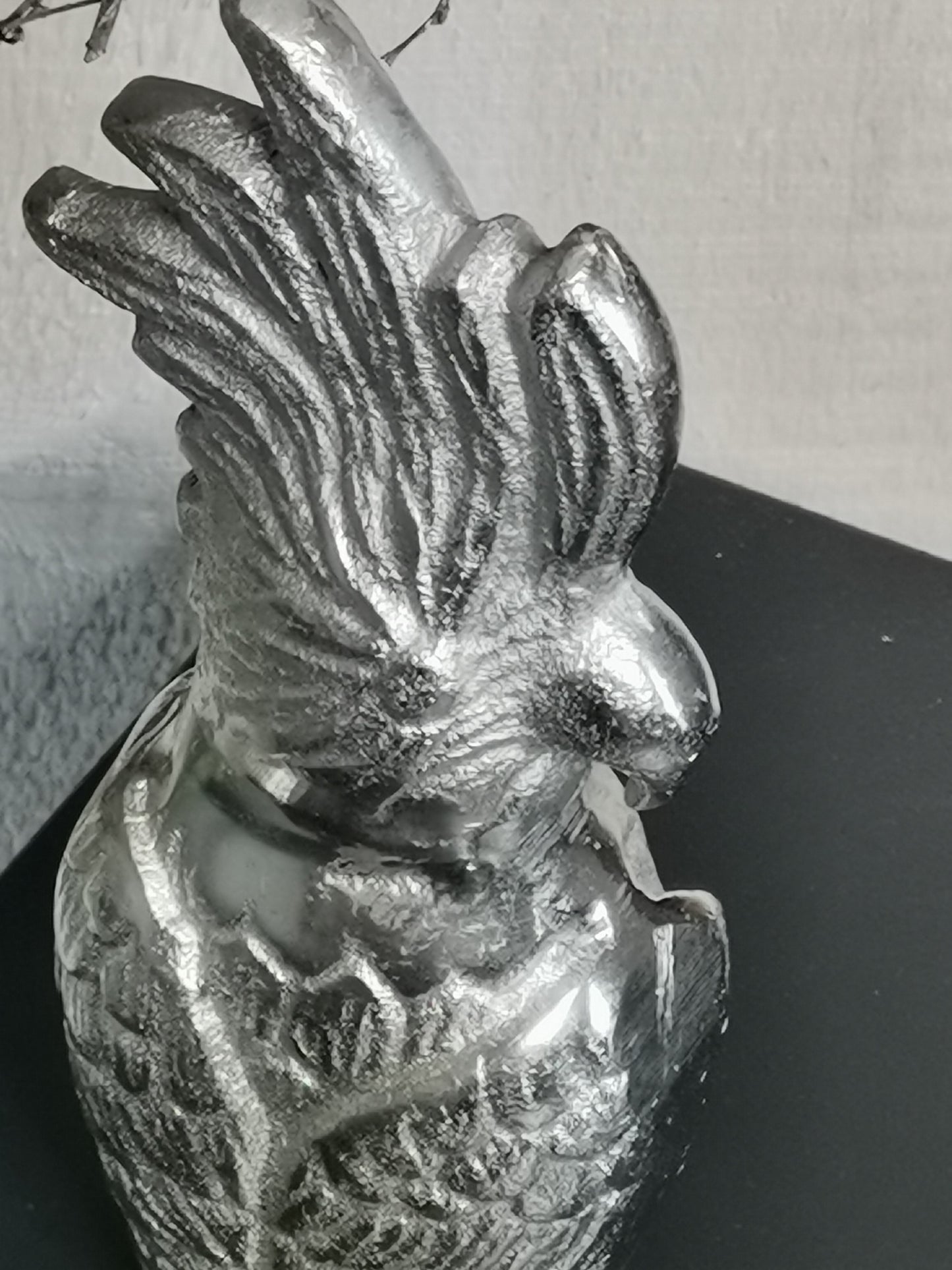 COLMORE Deko Papagei 8x5x17 cm Alu Silber RAW Vogel