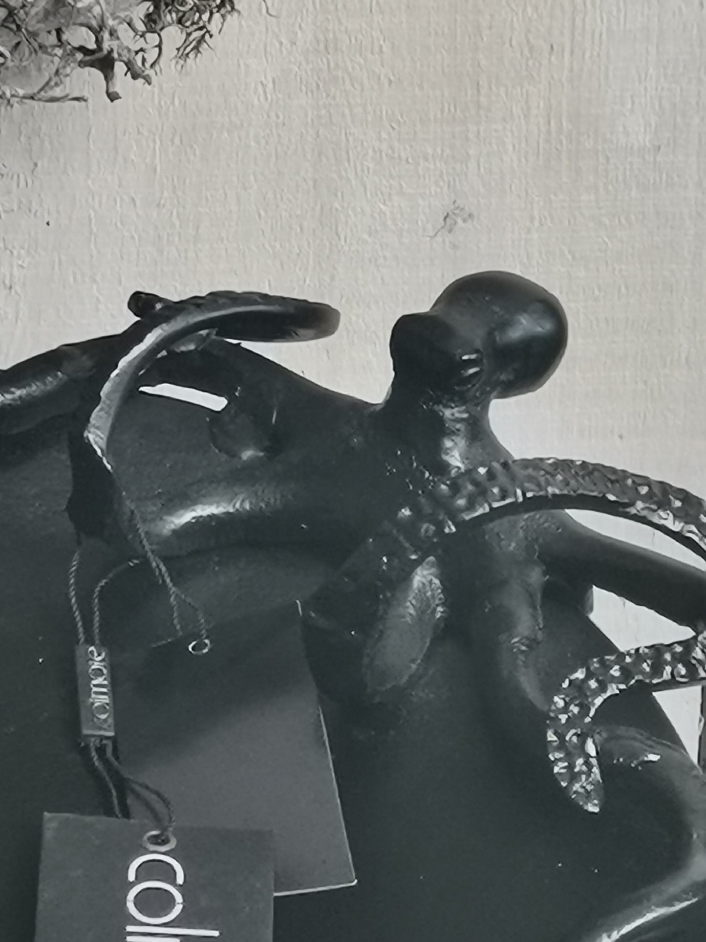 COLMORE Teller Octopus 27x29x8 cm Alu RAW Black Matt Platte Dekoration Modern
