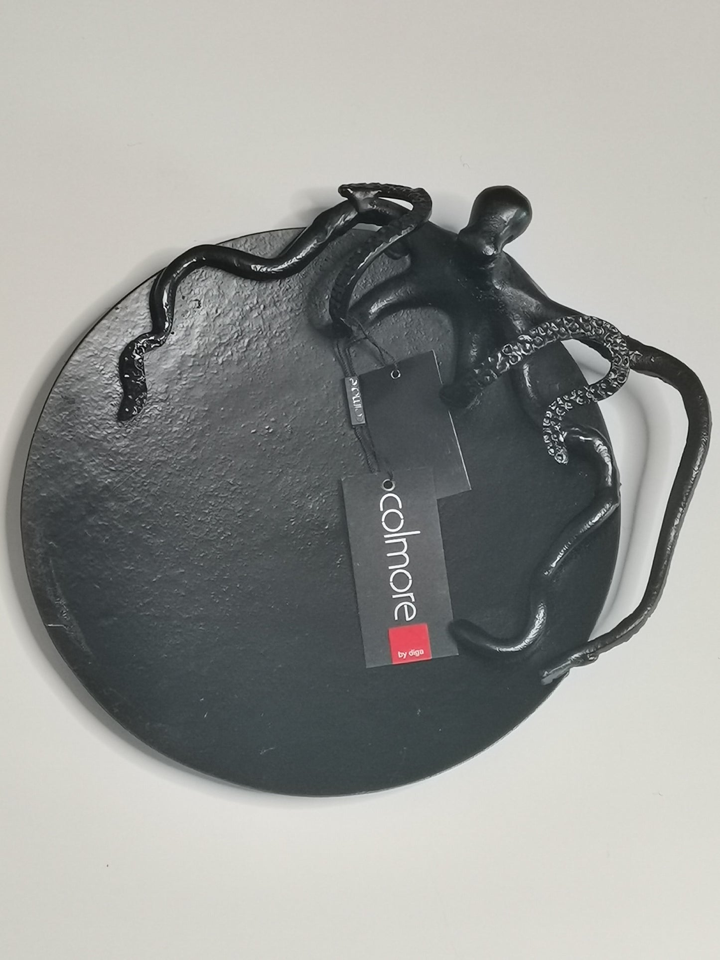 COLMORE Teller Octopus 27x29x8 cm Alu RAW Black Matt Platte Dekoration Modern