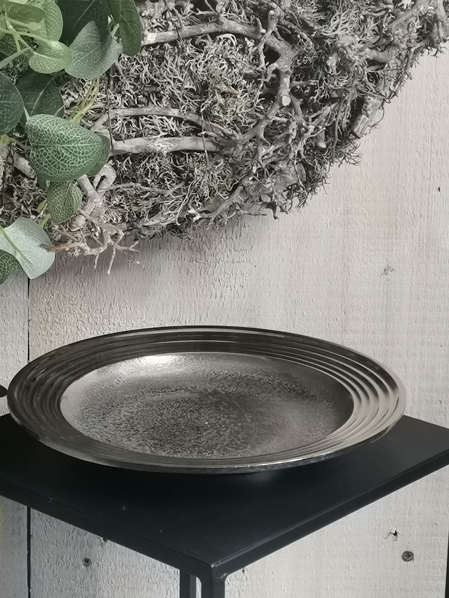COLMORE Deko Teller Rund 25x25x4 cm Alu Silber RAW Deko Schale