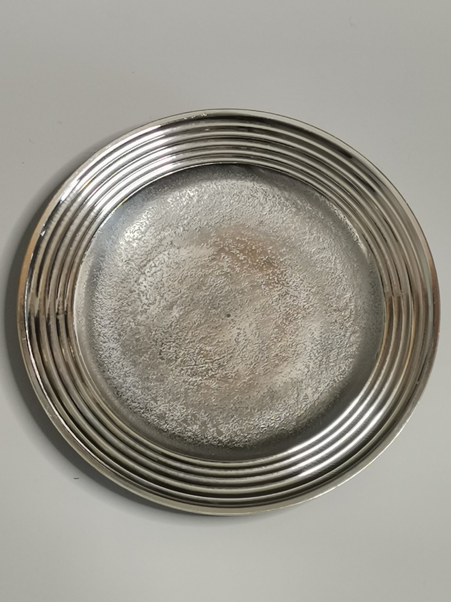 COLMORE Deko Teller Rund 25x25x4 cm Alu Silber RAW Deko Schale