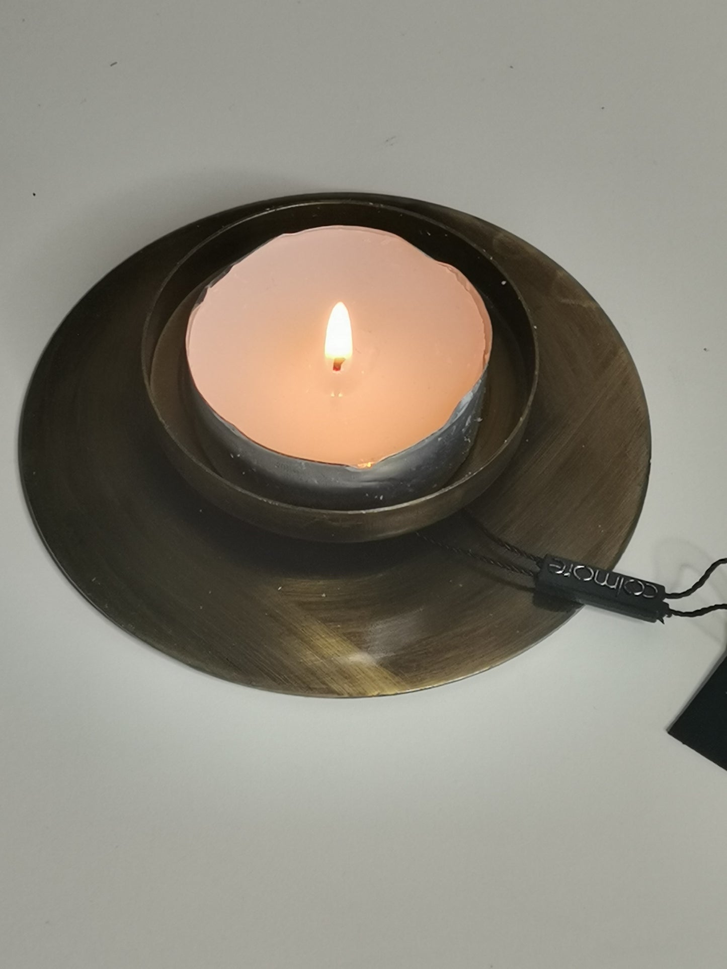 COLMORE Windlicht "Glaskugel" mit Teller 25x25x21 cm Alu Bronze Kerzenhalter