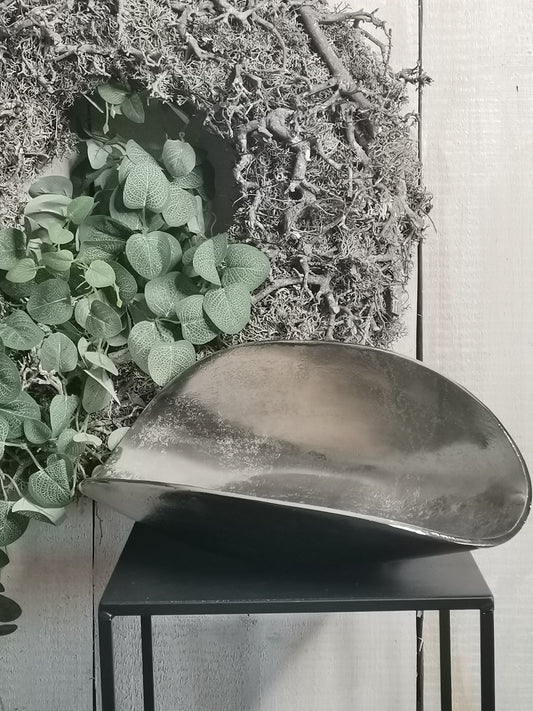 COLMORE Deko Schale Gebogen 41x23x12 cm Alu Silber RAW Deko Teller Modern
