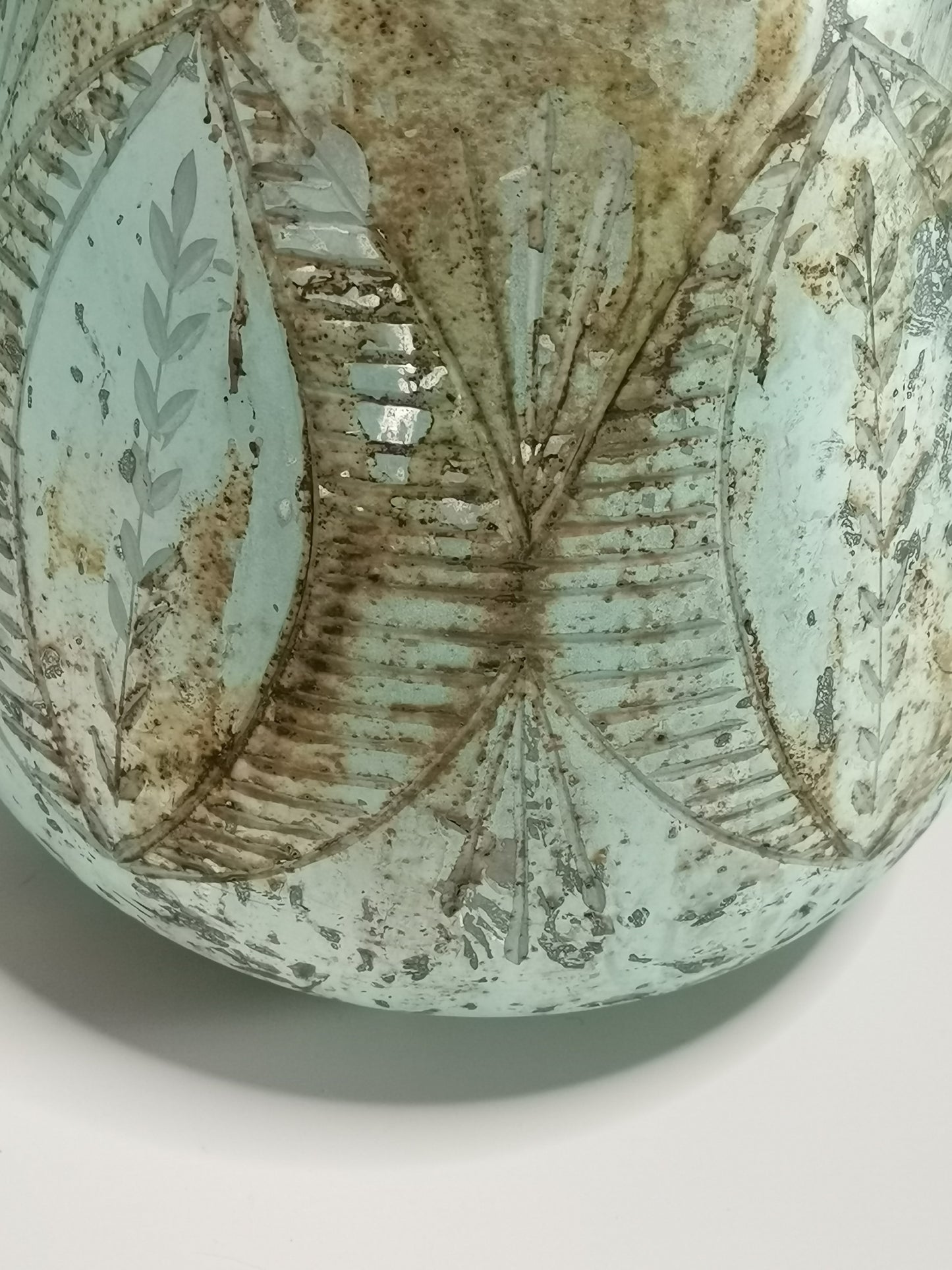 Glaswindlicht "Ornament" 22x20 cm Grün/Braun Kerzenhalter Deko Modern