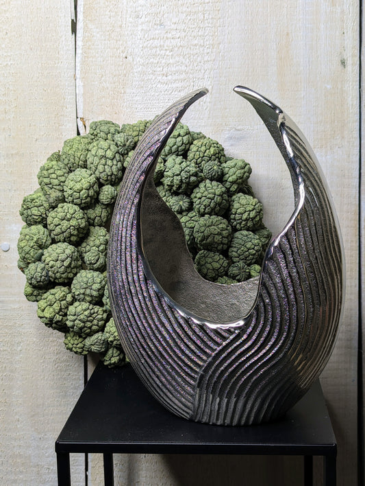 COLMORE Vase Abstrakt 25x16x33 cm Silber Alu RAW Deko Gefäß Dekoration