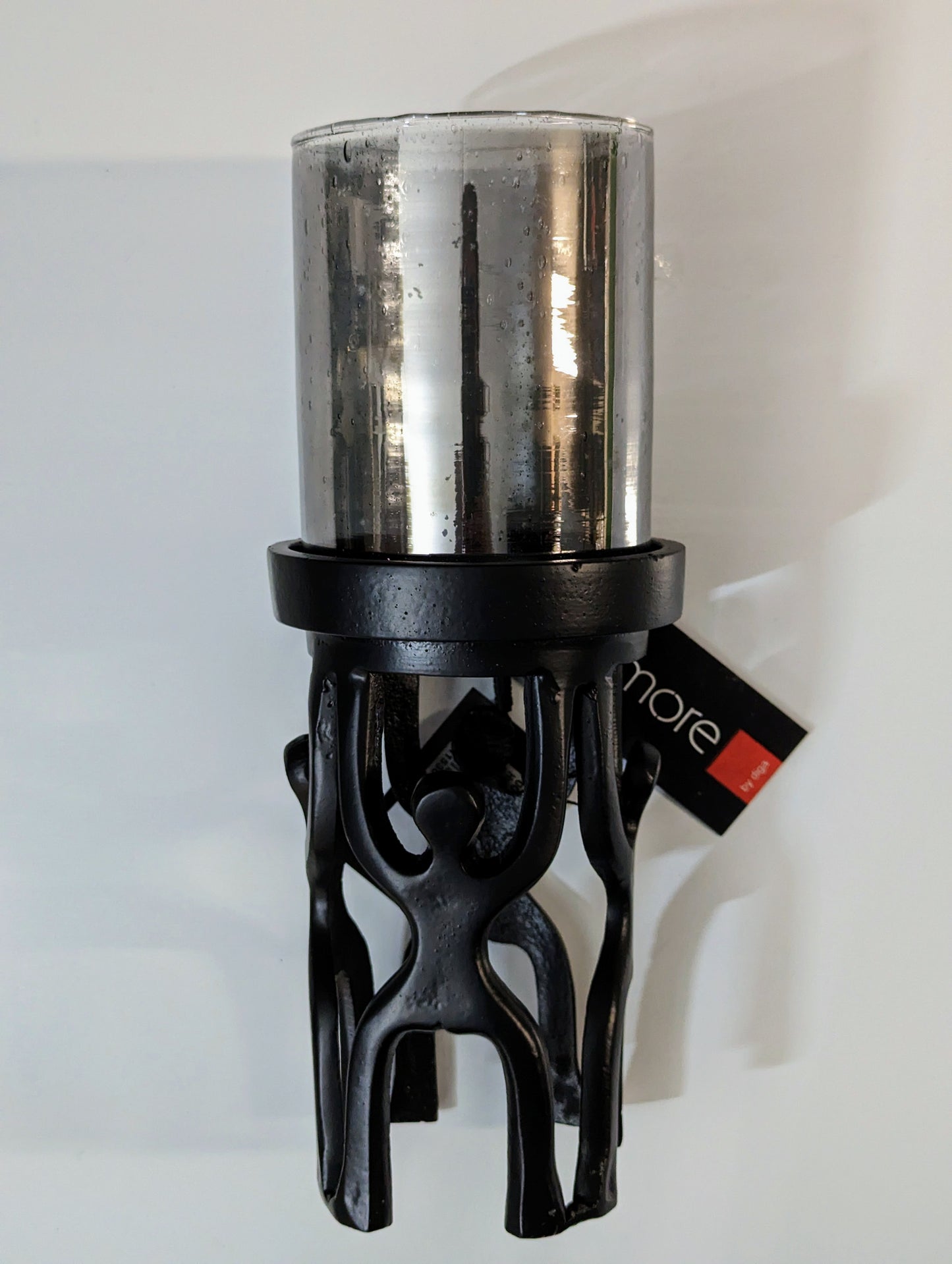 COLMORE Windlicht People 12x12x30cm Glas Alu RAW Black Matt Kerzenhalter Modern