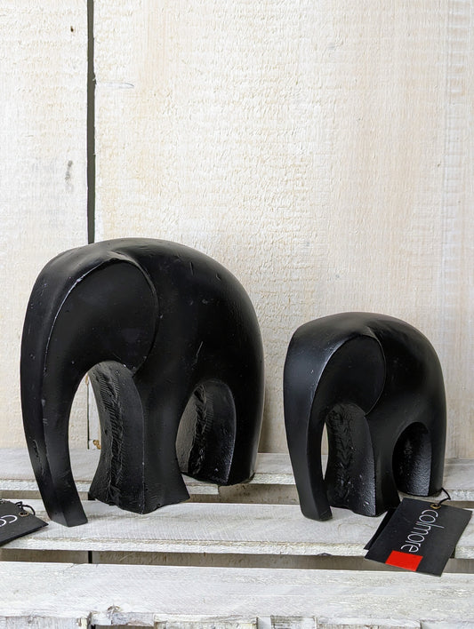 COLMORE Skulptur Elefant L H18 cm Elefant S H13 cm Alu Black Matt Dekoration