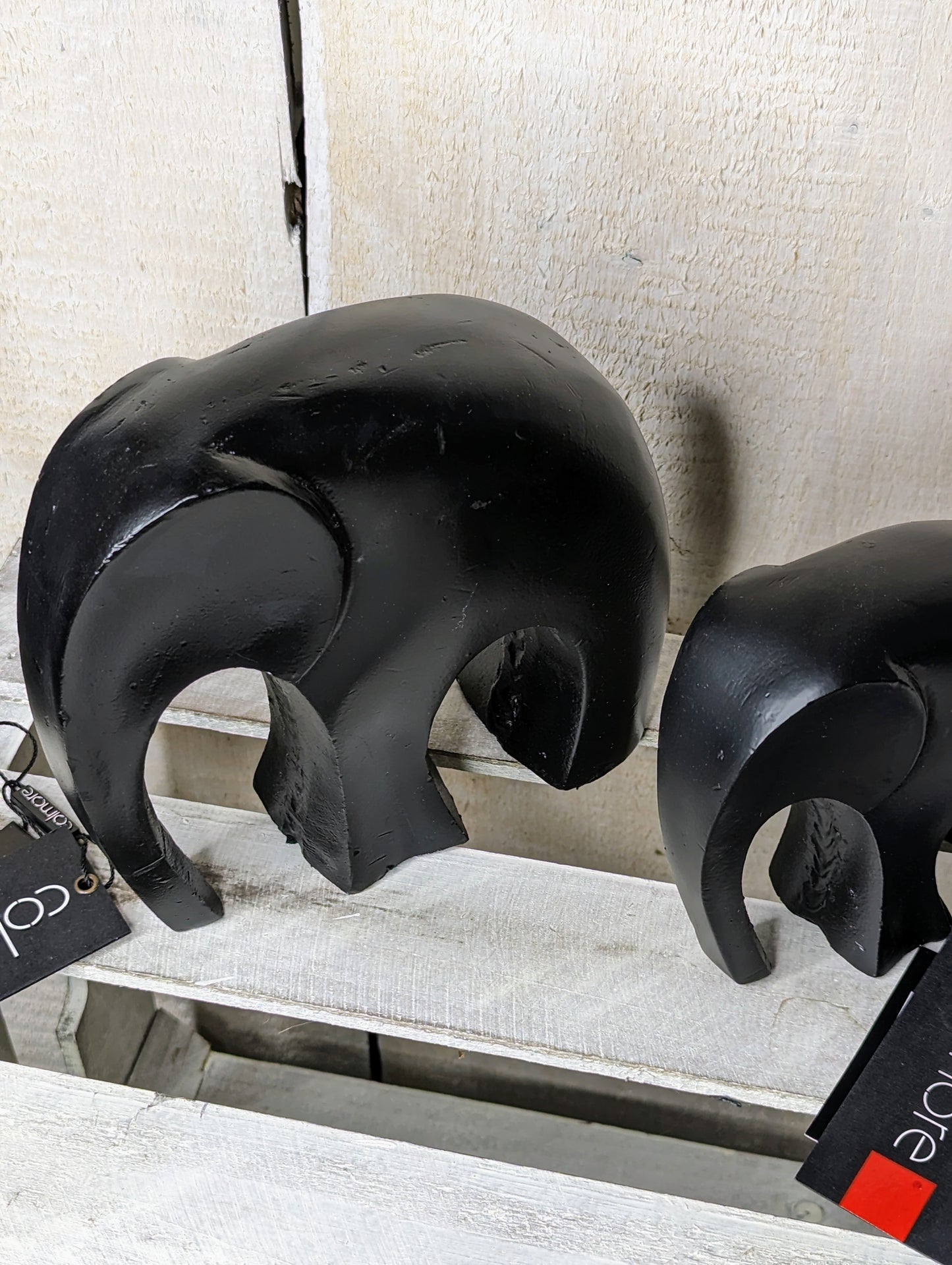 COLMORE Skulptur Elefant L H18 cm Elefant S H13 cm Alu Black Matt Dekoration