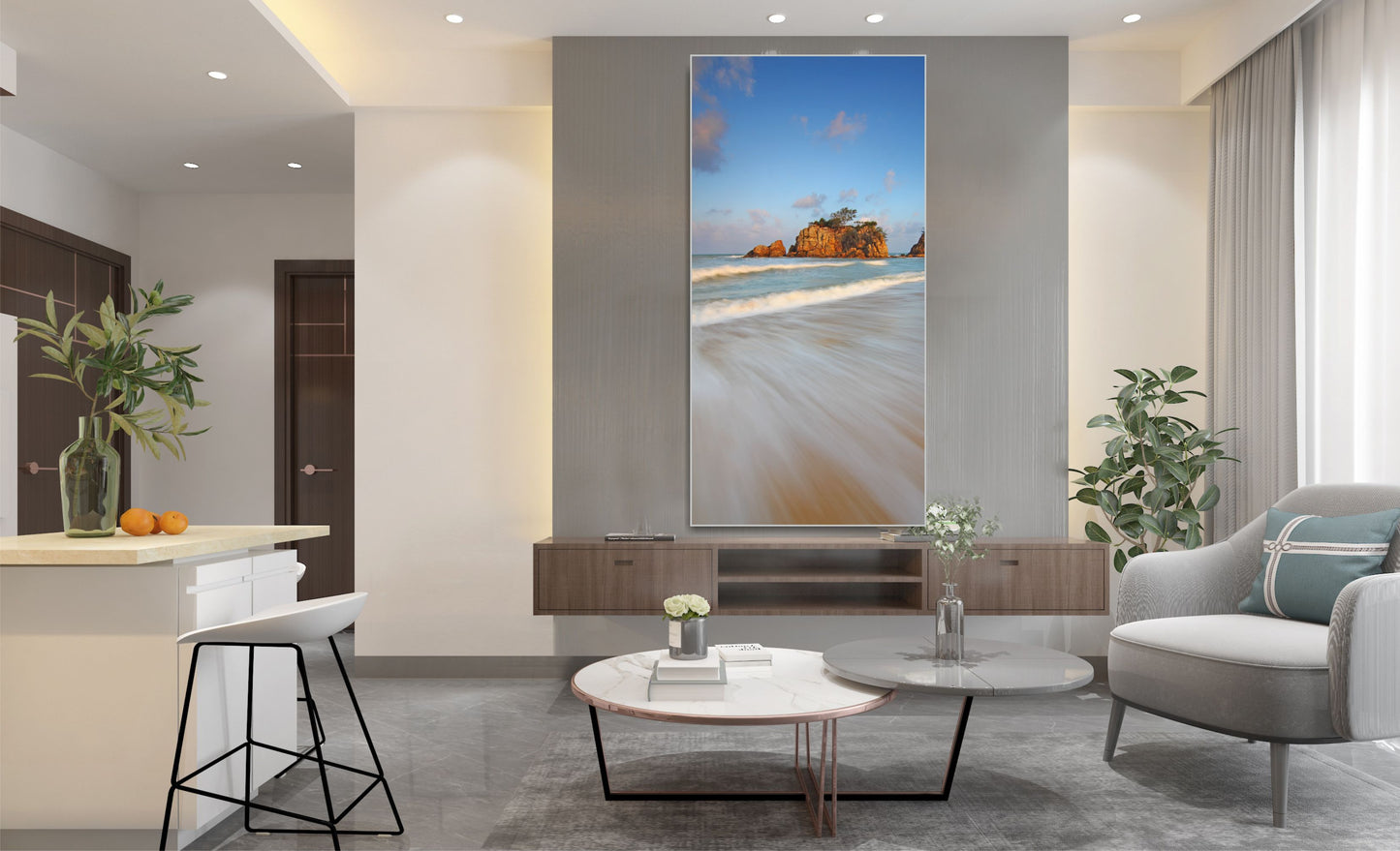 WANDBILDER MIT RAHMEN MEER BILDER XXL MODERN WOHNZIMMER STRAND