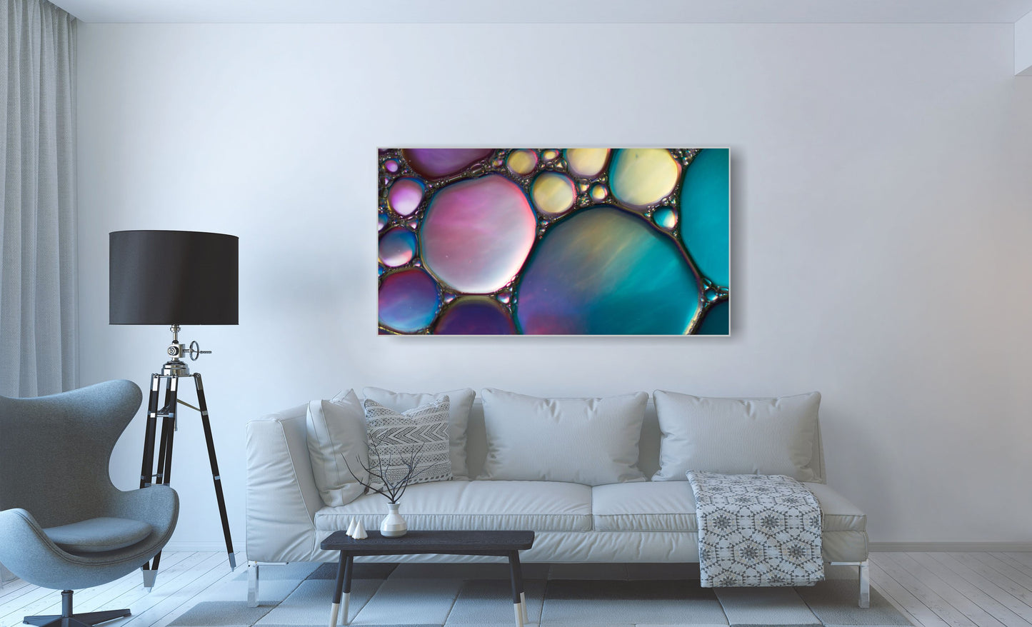WANDBILDER ALURAHMEN ABSTRAKTE BILDER WOHNZIMMER 150x80 BUBBLES LIQUID