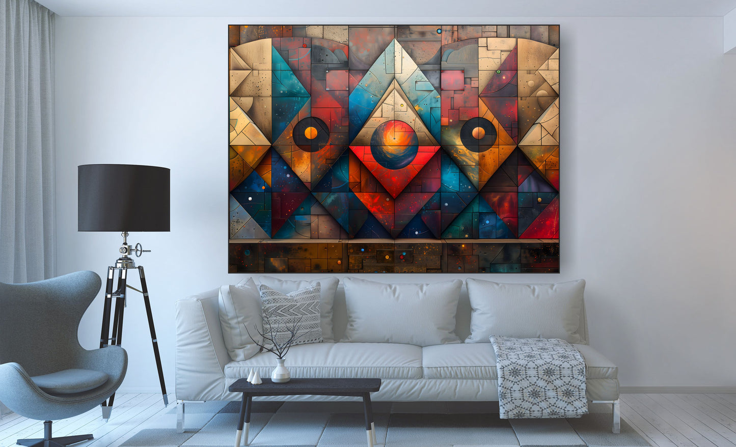 WANDBILD ALURAHMEN XXL 200x150 ABSTRAKTE BILDER WOHNZIMMER KUNST GEOMETRISCH
