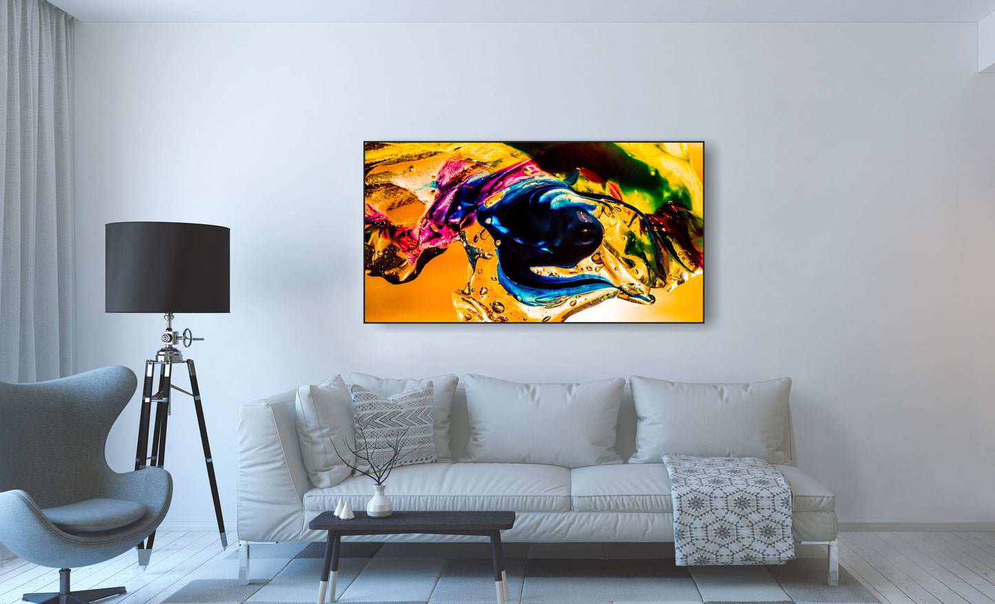 WANDBILDER MIT RAHMEN ABSTRAKT BILDER XXL MODERN WOHNZIMMER LIQUID BUNT