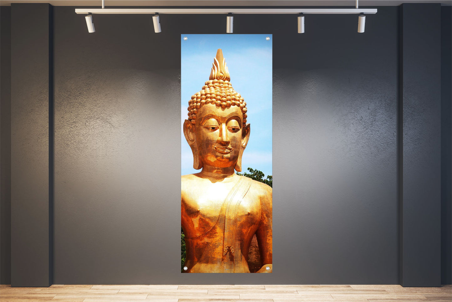 BUDDHA WANDBILDER POSTER DEKO BILDER XXL 60x160 SKULPTUR GOLD ZEN