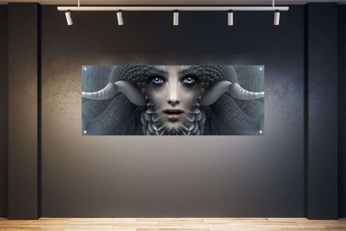 FANTASIE WANDBILDER POSTER DEKO BILDER XXL 160x60 FRAU GESICHT HÖRNER