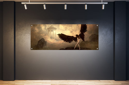 Wandbild Poster Banner 160x60 cm Fantasie Engel Himmel Wolken Innen Außen