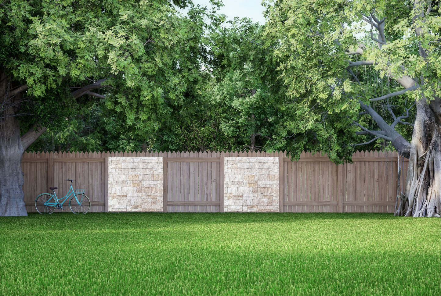 Steinwand Banner Gartenposter Außen wetterfest Sichtschutz Zaun 5 Größen Beige-Braun