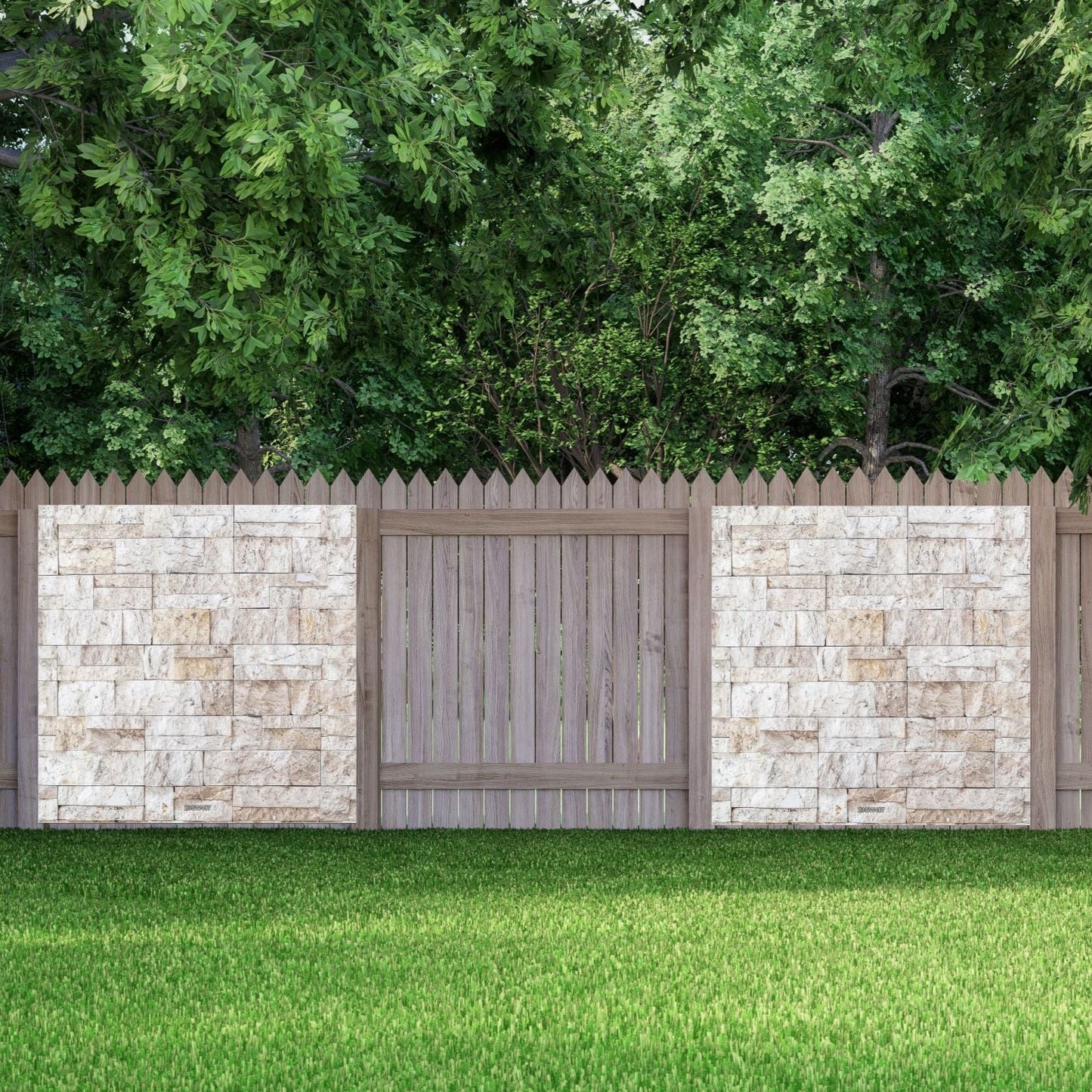 Steinwand Banner Gartenposter Außen wetterfest Sichtschutz Zaun 5 Größen Beige-Braun
