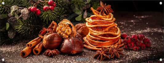 Winter Wandbild Poster Druck XXL 160x60 m Weihnachtsfrüchte Gewürze