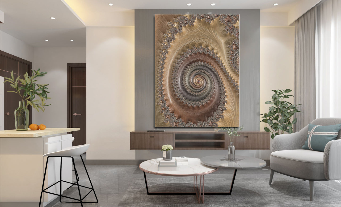 WANDBILD MIT RAHMEN 150x200 ABSTRAKT BILDER XXL WOHNZIMMER KUNST MODERN DIGITAL