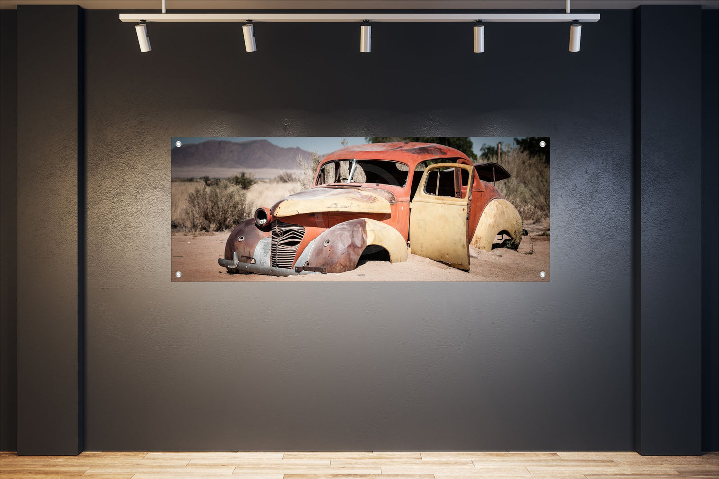 AUTO WANDBILDER POSTER DEKO BILDER XXL 160x60 US OLTIMER AUTOWRACK WÜSTE