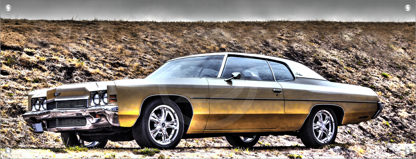 AUTO WANDBILDER POSTER DEKO BILDER XXL 160x60 MUSCLE CAR GOLD RETRO