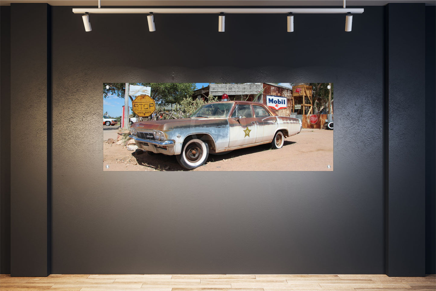 AUTO WANDBILDER POSTER DEKO BILDER XXL 160x60 US CAR SHERIFF OLDTIMER
