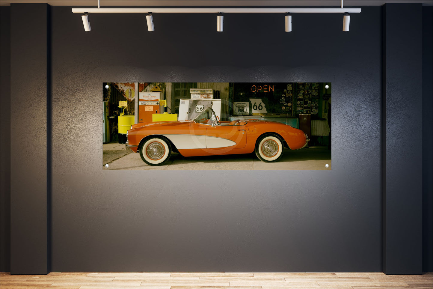 AUTO WANDBILDER POSTER DEKO BILDER XXL 160x60 SPORTWAGEN OLDTIMER ORANGE