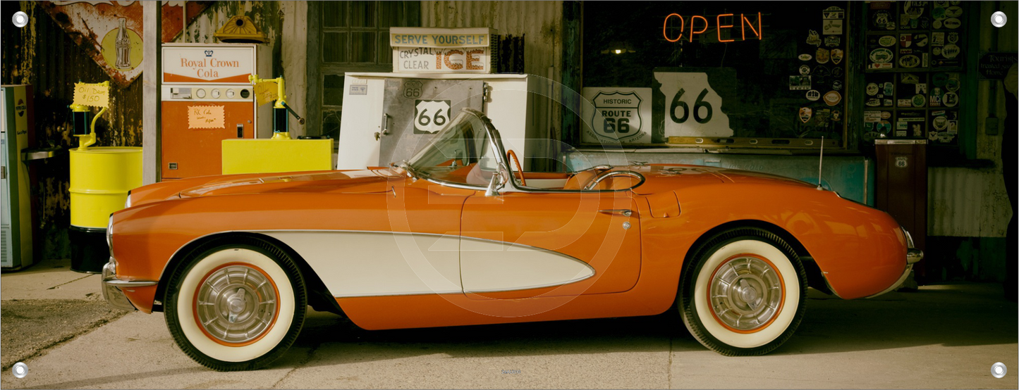 AUTO WANDBILDER POSTER DEKO BILDER XXL 160x60 SPORTWAGEN OLDTIMER ORANGE