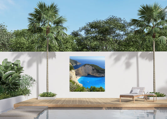 Outdoor Bild Banner Außen Gartenposter Wetterfest 180x180 cm Meer Aussicht Insel