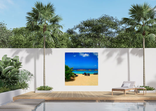 Outdoor Bild Banner Außen Gartenposter Wetterfest 180x180 cm Insel Strand Meer