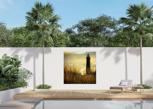 Outdoor Bild Banner Außen Gartenposter Wetterfest 180x180cm Natur Leuchtturm
